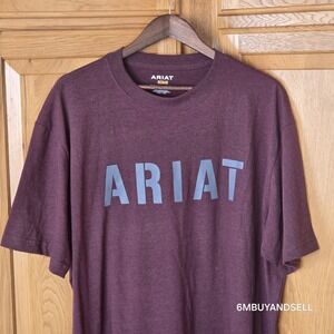 Ariat Rebar T Shirt Mens XL Tall Maroon Bold Logo Workwear Western Tee